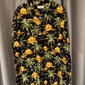 Men’s Caribbean Black and Yellow Tropical Button Down Shirt